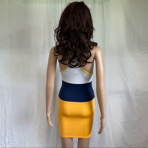 NEW ZARA Smiley Happy Collection Y2K color block bodycon mini dress S - Picture 4 of 9
